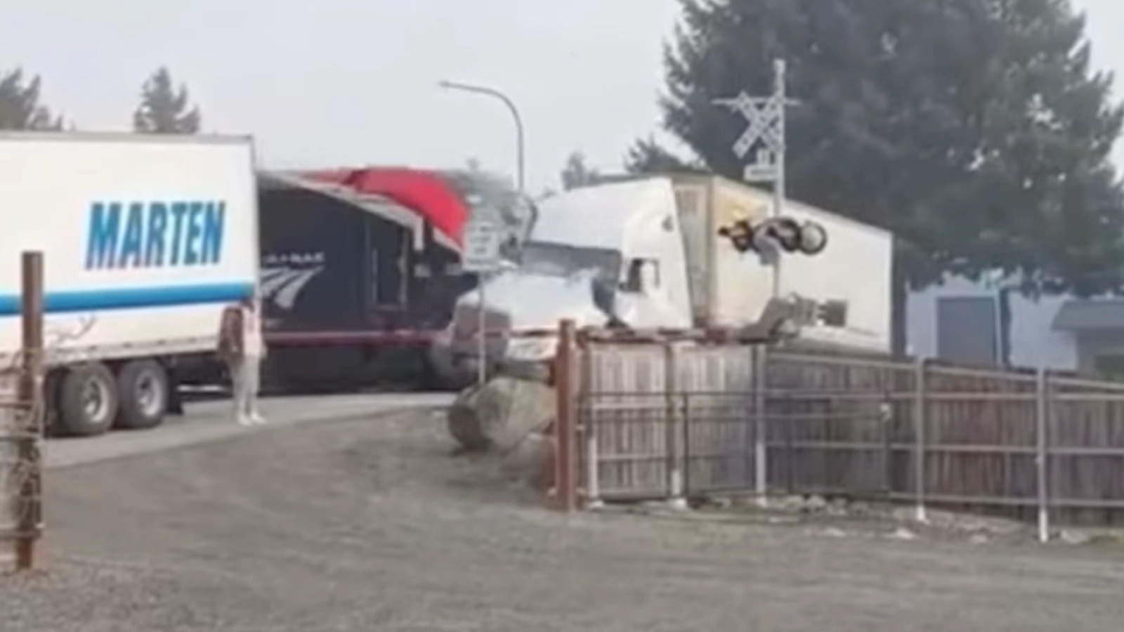 Terrifying! Two Washington Men Cheat Death After GPS Leads Semi-Truck Onto Train Tracks