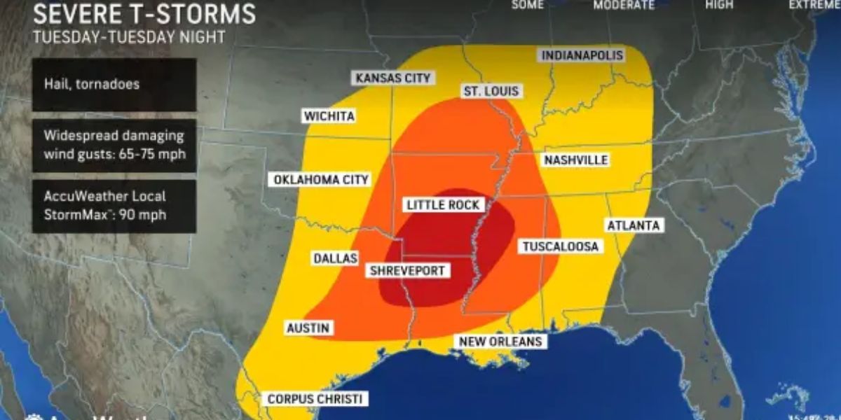 Severe Storms and Tornado Threat Expected Across East Coast on Wednesday, NWS Warns