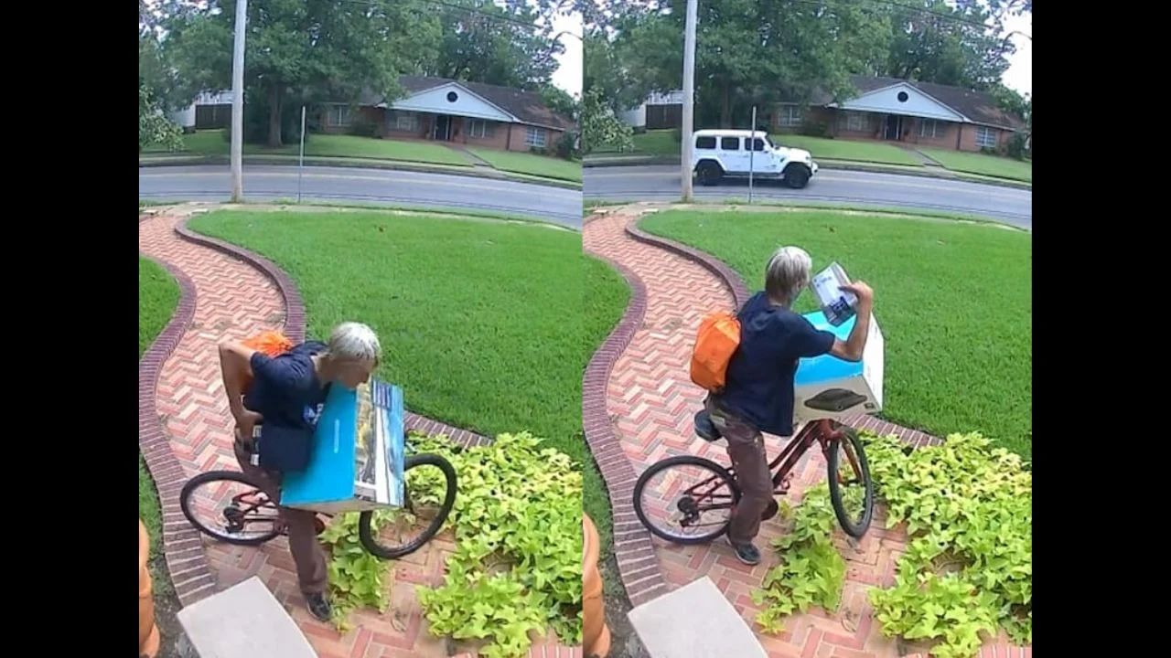 Louisiana Woman’s Home Camera Captures Elderly Man Stealing Package, TikTok Video Sparks Debate on Porch Piracy
